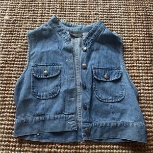 Cropped Blue Denim Vest